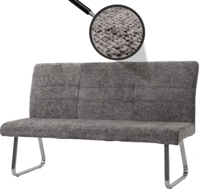 Produktbild von Sitzbank HWC-G55, Esszimmerbank Bank, Edelstahl gebürstet Stoff/Textil Chenille , 160cm  dunkelgrau