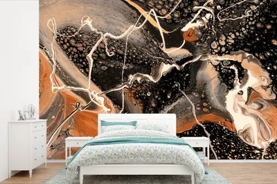 Produktbild von MuchoWow® Fototapete für Wohnzimmer oder Schlafzimmer Wandtapete Vinyl Motivtapete Acrylfarbe - Rot - Schwarz - 330x220 cm - Fototapeten