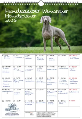 Produktbild von Hundezauber Weimaraner Planer DIN A3 Kalender für 2026 Welpen und Hunde - Seelenzauber