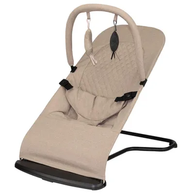 Produktbild von Novi Lily Babywippe – leichte Wippe mit Spielbogen, 3-Punkt-Gurt, verstellbare Rückenlehne, Sand Melange