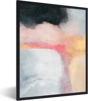 Produktbild von MuchoWow® Gerahmtes Poster Malerei - Abstrakt - Design 60x80 cm - Poster mit Schwarzem Bilderrahmen Wandposter Rahmen Foto Bilder - Premium - Wanddeko Wohnzimmer