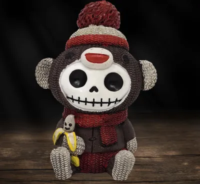 Produktbild von Furrybones "Sock Monkey" - Dekofigur Totenkopf Gothic Fantasy
