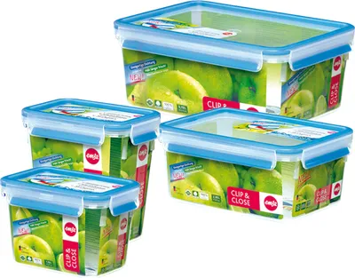 Produktbild von CLIP & CLOSE Frischhaltedose (transparent/blau, 2,3Liter, Großformat)