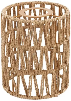 Produktbild von Unyqoos® Rattan-Boho Lampenschirm, handgeflochten aus Papierkordel mit Metallgestell, Ø12×H15 cm – dekorativer Lampenschirm für Tisch-, Steh- und Hängelampen