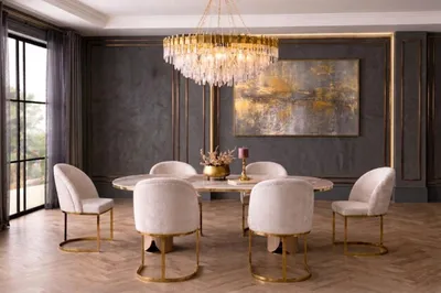 Produktbild von s beiges Esszimmer-Set großer Esstisch Stühle Esszimmermöbel