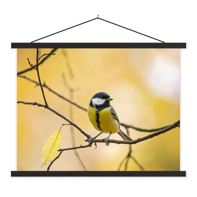 Produktbild von MuchoWow® Textilposter Kohlmeise - Zweig - Vogel - Tiere 40x30 cm mit schwarzem Rahmen - Dekorationen