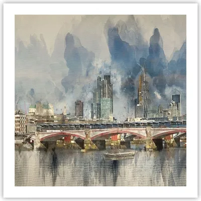 Produktbild von Poster - Poster ohne Rahmen - London Aquarell Panorama - 60x60 cm - Wand Bild - Wanddeko - Wandbilder - Kunstposter - Wandposter - Bilder - Kunstdruck - Wanddekoration - Wandbild - P2XAC60x60-4594