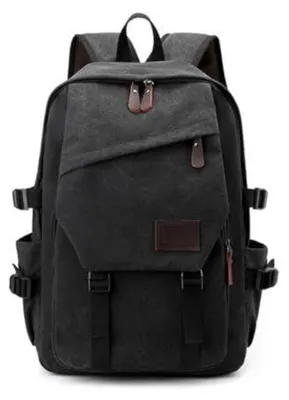 Produktbild von Canvas Rucksack Herren Große Kapazität 15,6 Zoll Laptop Rucksack Arbeit Schulrucksack Reise Schwarz