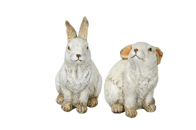 Produktbild von Hase Ostern Figur weiss Polyresin 2erSet 11x7cm H13cm Skulptur Landhaus