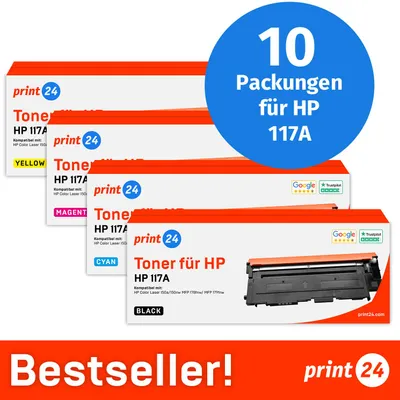 Image de NOUVEAU : print24 Toner pour HP 117A Multipack, compatible avec HP ColorLaser 150, MFP-178, etc., 10 pièces