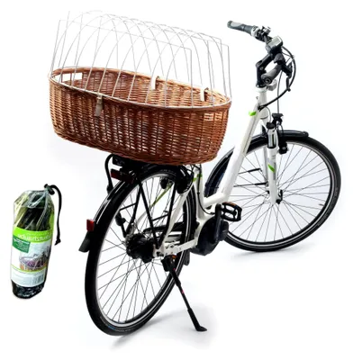 Produktbild von Tierkorb für Fahrräder mit Halterung, L: 68 cm + Schutzhaube - Montage am Gepäckträger