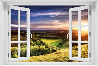 Produktbild von Wallario selbstklebendes Poster mit Fenster-Illusion - Farbenfroher Sonnenuntergang in England, Größe: 100 x 150 cm