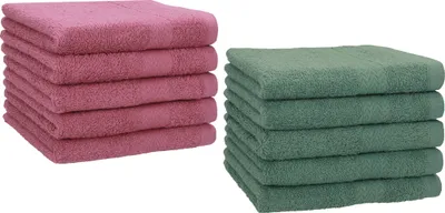 Produktbild von Betz 10 Stück Gästetücher 30x50 cm PREMIUM 100% Baumwolle Set  Farbe:  beere und tannengrün