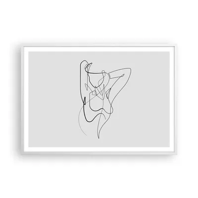 Produktbild von Gerahmtes Poster - Weißer Rahmen - Frau Bleistift Linie - 100x70 cm - Wand Bild - Wanddeko - Wandbilder - Kunstposter - Wandposter - Bilderrahmen - Bilder - Kunstdruck - P2WAA100x70-4991