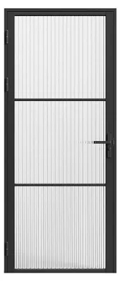 Zdjęcie produktu dla Zestaw drzwi - odwracalne - teksturowane aluminium i szkło - 204 x 83 cm - czarny - MASERU