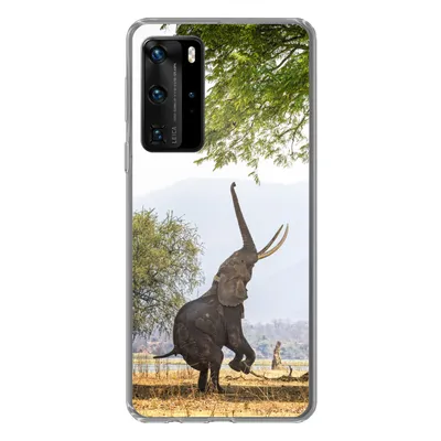 Produktbild von MuchoWow® Handyhülle Schutzhülle Hülle für Huawei P40 Pro Elefant - Baum - Blätter Silikon Softcase Handy Hülle - Schutz