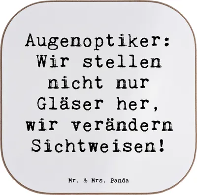 Produktbild von Mr. & Mrs. Panda Holzuntersetzer Spruch Augenoptiker Sichtweise - Weiß - Geschenk, Beruf, gläseruntersetzer, bieruntersetzer, Beratung, personalisierte Geschenke, Coaster