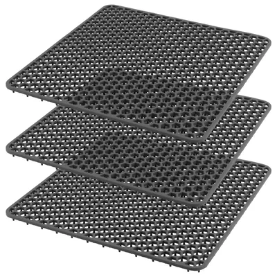Immagine prodotto di Omgoods - Set di 3 tappetini in silicone per lavello, 30,5 x 30,5 cm, grigio scuro