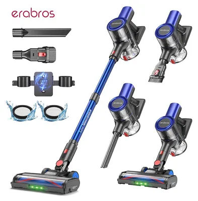 Produktbild von ERABROS EV2 Akku-Staubsauger EV2 450W, 55 kPa Saugkraft, bürstenlos, bis 55 Min. Laufzeit, mit LED-Anzeige, freistehend