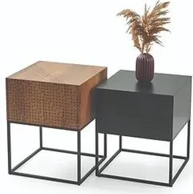 Produktbild von Braun-Schwarzer Couchtisch-Set Quadratische Wohnzimmer Kaffeetische