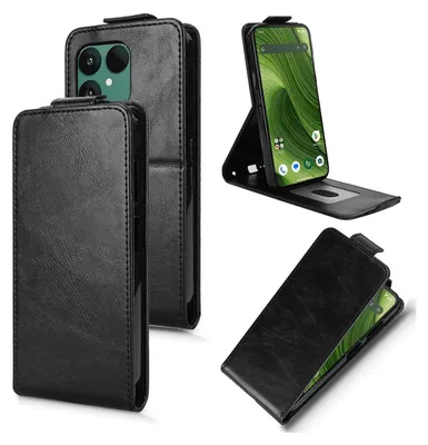 Produktbild von Für Fairphone 6 Magnetische Vertikale Flip Kunstleder Schutz Hülle Case Schwarz