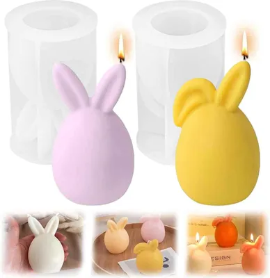 Produktbild von Silikonform für Kerzen Gießform 2 Stück DIY Osterhase 3D