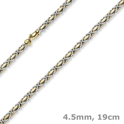 Produktbild von 4,5mm Armband Armkette Königskette aus 585 Gold gelb/weiß bicolor 19cm Uni