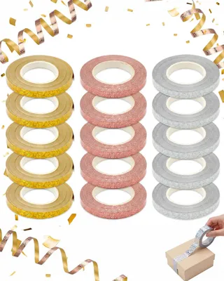Metallic-Luftschlangen 15 Rollen 150 m Gold Silber Roségold