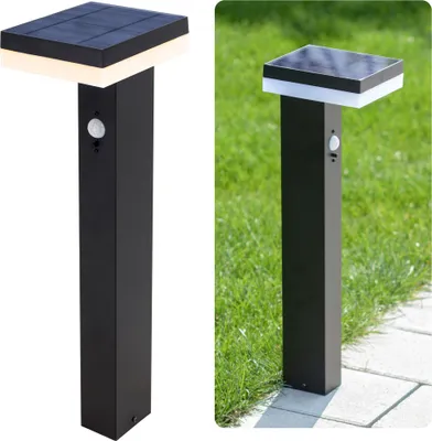 Produktbild von linovum ANBO Pollerleuchte Außen LED Solar mit Bewegungsmelder & Dämmerungssensor - Garten Solarlampe mit langer Leuchtkraft