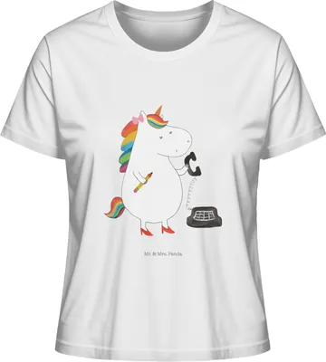 Produktbild von Mr. & Mrs. Panda Kurzarmshirt Damen Einhorn Sekretärin Größe L - Weiß - Geschenk, Einhörner, Unicorn, T-Shirt, Oberteil, Büro, Basic Shirt, Baumwoll, Steuerkanzlei