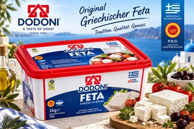 Produktbild von Dodoni Feta-Käse 2kg griechischer Schafskäse Schafkäse Salzlake 43% Fett i.Tr.