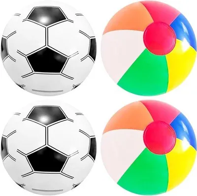 Productafbeelding van Set van 4 Gekleurde Opblaasbare Strandballen - Waterspelletjes & Zomerpret