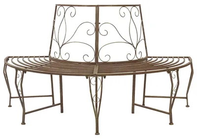 Obrázek produktu pro vidaXL Lavice ve tvaru stromu, 4 místa k sezení, 160 x 80 x 89 cm, ocel, antická hnědá