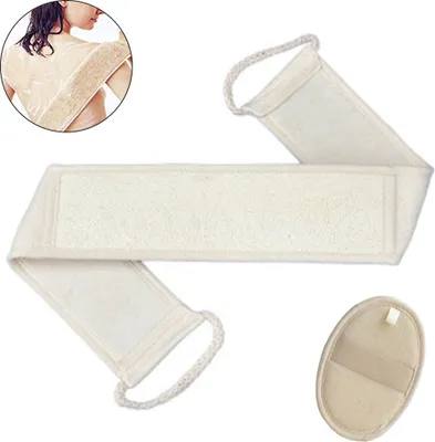 Produktbild von Luffaschwamm Rückenscrubber für Bad und Dusche bei, Luffa Körperpad mit Rücken Gurt, Luffa-Rückengurt, Luffa Natur Schwamm, Luffa Rückenschrubber,Körper und Gesichts Peeling Set