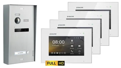 Produktbild von BALTER EVO-HD Aufputz Video Türsprechanlage 2-Draht BUS für 1-Familienhaus 4x 7" Touchscreen Monitor Silber-Weiß-ohne WiFi