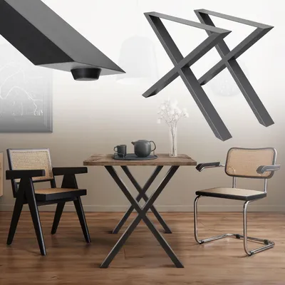 Immagine prodotto di Set di 2 gambe industriali per tavolo con design a forma di X