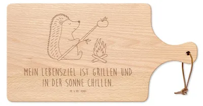 Produktbild von Mr. & Mrs. Panda Schneidebrett Igel Grillen - Transparent - Geschenk, Lustige Sprüche, Arbeitslos, Brett, Frühstücksbrettchen, Motivation, Frühstücksbrett, Holzbrett