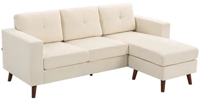 Produktbild von HOMCOM L-förmiges Sofa mit umkehrbarer Chaiselongue, 3-Sitzer, Cremeweiß