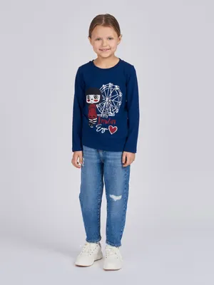 Produktbild von Mädchen-T-Shirt langärmlig London Girl  - Navy - 98