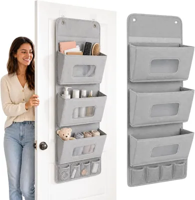Imagen del producto de Organizador colgante plegable, de 3 niveles, 40 x 90 cm, impermeable, con 2 ganchos, para puerta
