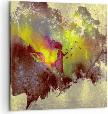 Produktbild von Bild auf Leinwand - Leinwandbild - Gesicht Grafik Abbildung Mädchen - 60x60cm - Wand Bild - Wanddeko - Leinwanddruck - Bilder - Kunstdruck - Wanddekoration - Leinwand bilder - Wandkunst - AC60x60-3195
