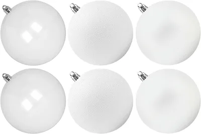 Produktbild von Set aus 12 großen Weihnachtskugeln, witterungsbeständig, weiß 10 cm