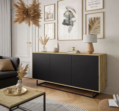 Produktbild von Kommode SANAYI II Artisan Eiche/ Schwarz Matt, Untergestell Farbe- Schwarz