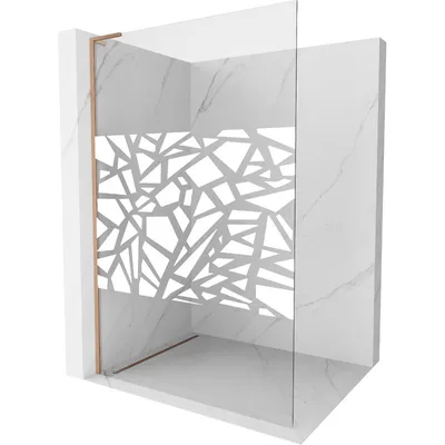 Produktbild von Mexen Kioto L Duschwand Walk-in 80 x 200 cm, weißes Muster, gebürstetes Messing - 800-080-103-65-85