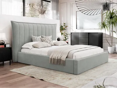 Obrázek produktu pro Manželská čalouněná postel 180x200 AMOL - světlá šedá
