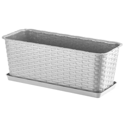 Produktbild von Balkónový kvetináč KADAX s podstavcom "Frette", balkónový box s otvormi na vodu, 40 cm, svetlosivý