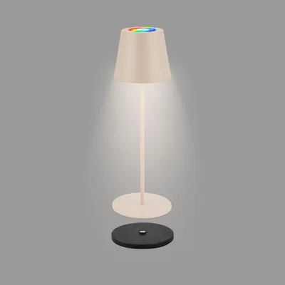 Zdjęcie produktu dla Lampa stołowa LED RGBW, bezprzewodowa, IP44, akumulatorowa, stacja ładowania, możliwość regulacji jasności, sterowanie dotykowe