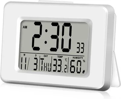 Productafbeelding van Digitale wekker radio met thermometer - witte uitvoering - automatische tijdsynchronisatie