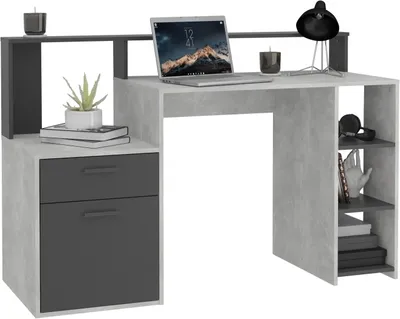 Produktbild von Schreibtisch Bürotisch Arbeitstisch Home Office BOLTON ca. 137 x 91 x 50 cm Beton Grau / Anthrazit