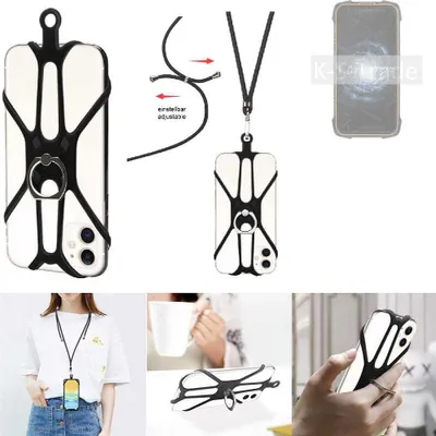 Produktbild von K-S-Trade 3in1 Handykette Handyband Handykordel Halsband Smartphone-Ring Handy-Ring kompatibel mit Cubot KingKong 6 Fingerhalterung Handyring